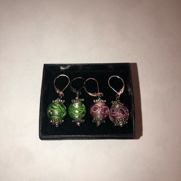 Jewelry - Set of Beaded Silver Earrings